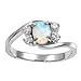 Sterling Silver Oval Created White Opal Ring