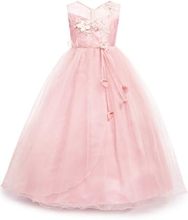 aibeiboutique Little Big Girls Party Gown Princess Lace Dress