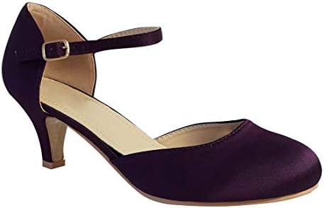 Shoe Box Boutique 0110 New Ladies Ankle Strap Low Kitten Heel Bridal Satin Sandals
