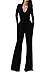 Vivicastle Women's USA Sexy Wrap Top Wide Leg Long Sleeve Cocktail Knit Jumpsuit (Medium, Black)
