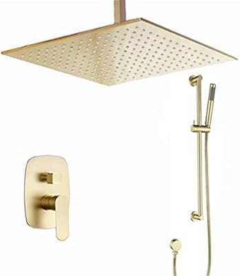 Showerhead Concealed Ceiling Shower System With Slide Bar Bathroom