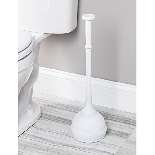 mDesign Plastic Bathroom Toilet Bowl Plunger Set with Lift & Lock Cover, Compact Discreet