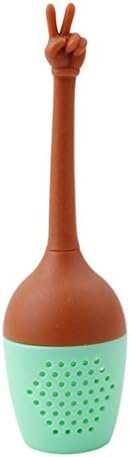 SONGLIN Silicone Tea Infuser Loose Leaf Tea Strainer Reusable Funny Hand Gestures Tea Filter, Victory Shape Gesture