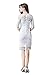 Lily Mode Women's Yoke Illusion Lace Fit Cocktail Sheath Dress with Long Sleeves
