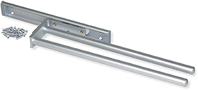 - Suporte extensível para toalhas com 2 braços, cabide para casa de banho ou cozinha em alumínio anodizado mate, 440mm de comprimento