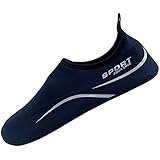 MISTMANIA Women's Quick-Dry Water Shoes Barefoot Navy Blue Aqua Socks for Beach Swim Surf Yoga 10 M US
