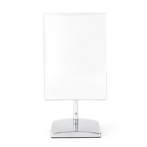 Non-Magnifying Vanity Makeup Mirror Adjustable Rectangular Tabletop Mirror Portable Polished Chrome Finished for Bedroom Bathroom Traveling Glass Surface Perfect Modern Elegant Fashion Design