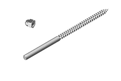 10 x Stockschraube M6x120, Edelstahl A2, mit 1x Montagehilfe Hutmutter, ohne Schlüsselführung, Holz- und metrischem Gewinde.
