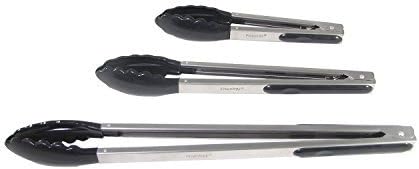 Prepology 3-piece BBQ Kitchen Tong Set with Silicone Accents and Locking Feature Black by Prepology