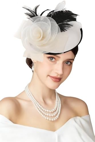 BABEYOND Fascinator Hat for Women Tea Party Derby Mesh 