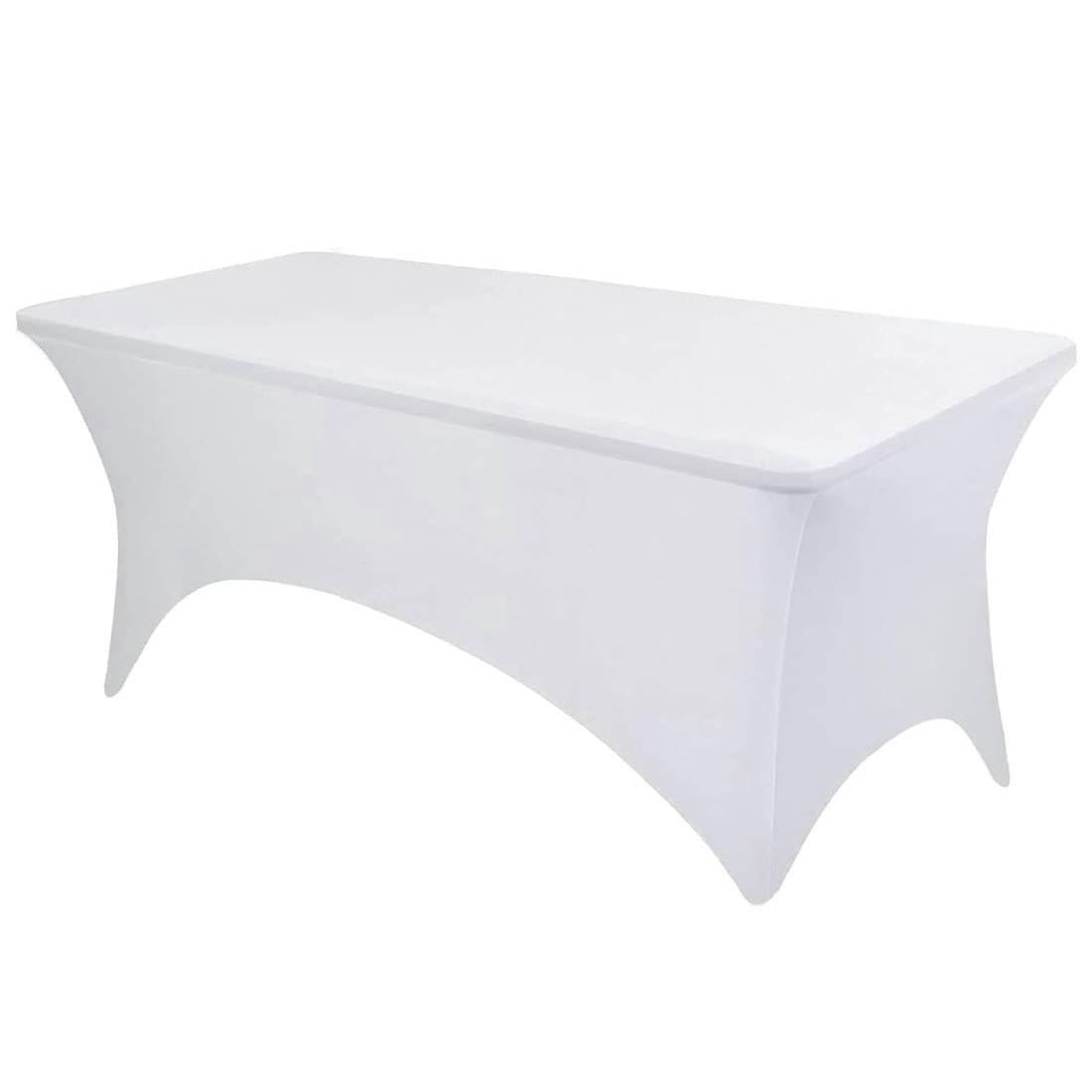 1 Pack Spandex Tablecloth, 6ft Rectangular Stretchy Table Cover Fits Tables Size 183cm x 75cm x 75cm Spandex Fitted Wedding Party Event Washable Tablecloth (1, White, 72 x 29.5 inch (Rectangular))