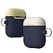 elago Duo Hang Case Compatible with Apple AirPods Case 1 & 2, Carabiner Included, Supports Wireless Charging, 2 Color Caps + 1Body [Classic White, Creamy Yellow + Jean Indigo]