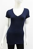 Ladies Plain Short Sleeve T-Shirt Round V-Neck Cotton Spandex, Multiple Colors