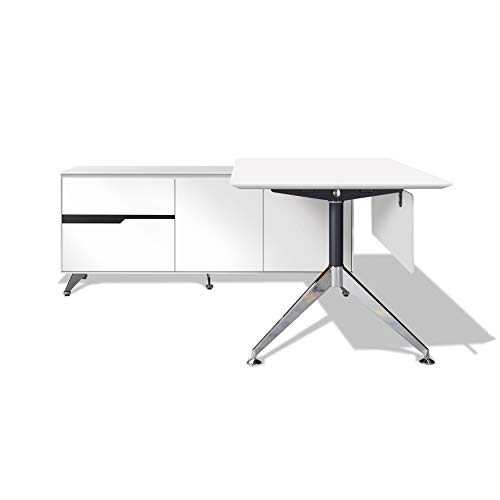 Rye Studio Modern Executive Desk with Left Return Filing Cabinet Brown