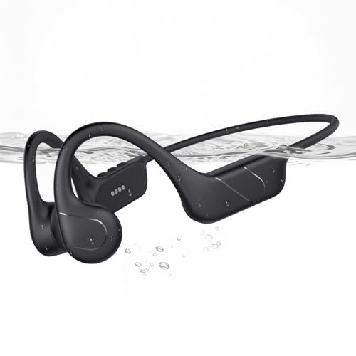 CXK Bone Conduction Headphones IPX8 Waterproof Swimming Headphones, Bluetooth 6.0 Open Ear Earbuds MP3 Mode with 32GB Memory, 12H Playtime, Underwater Wireless Headset Secure Fit for Running, Cycling