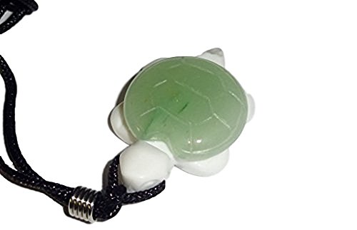 1pc Turtle Aventurine shell on White Howlite body Natural Carved Crystal Healing Gemstone Pendant & Necklace