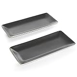 Gibson Overseas 99803.02R Black, Accent serveware, Home d&eacute;cor regtangular Matte Serve Decorative soho Lounge Set 2 platters, 11.75" Rectangular