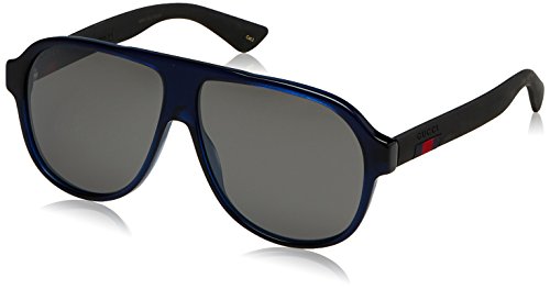 Gucci Men GG0009S 59 Blue/Silver Sunglasses 59mm