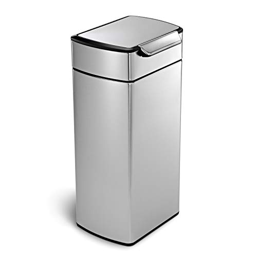 simplehuman 30 Liter / 8 Gallon Stainless Steel Touch-Bar Kitchen Trash Can, Brushed Stainless Steel, ADA-Compliant