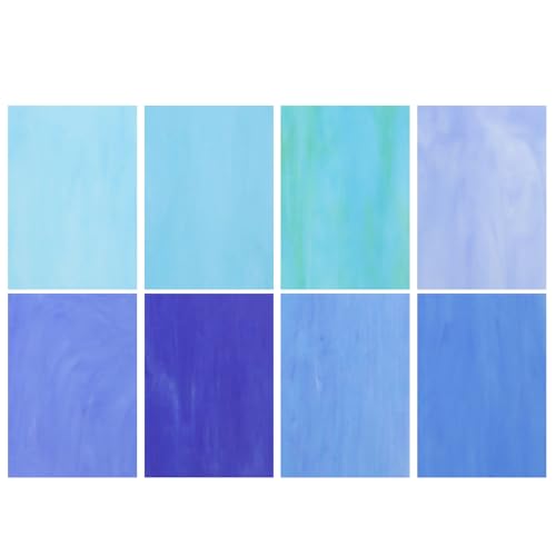 MECCANIXITY 8 Sheets Stained Glass Sheets,4 x 6 Inch Variety Mosaic Glass Tiles for DIY Projects Home Crafts Decoration,Blue Series