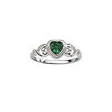 Sterling Silver May CZ Simulated Birthstone Baby Ring with Heart