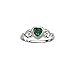 Sterling Silver May CZ Simulated Birthstone Baby Ring with Heart
