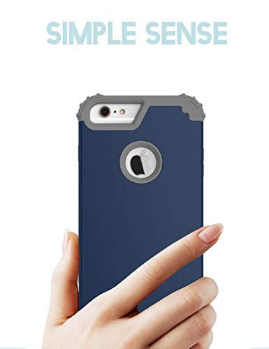 Maxcury iPhone 6 Plus Case iPhone 6s Plus Case, Hybrid Heavy Duty Shockproof Full-Body Protective Case with Three Layer Impact Protection for Apple iPhone 6s Plus 5.5 inch - Navy and Dk Grey - Thumbnail 2