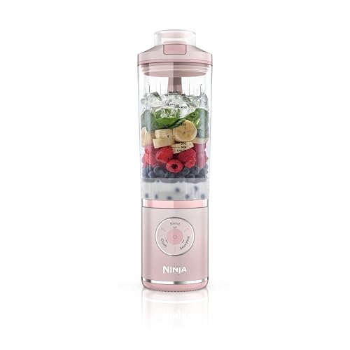 Ninja Blast Max Tragbarer Mixer/Blender/Smoothie Maker, 570 ml, wiederaufladbar, Mixbecher & auslaufsicherer Deckel, 3 Funktionen, Smoothies, Proteinshakes, Altrosa BC251EUPK