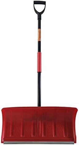 Superio Pusher Shovel, for Snow, Ice, Slush Removal from Your Driveway, Entry, Steps, Garage, etc, One Size, red