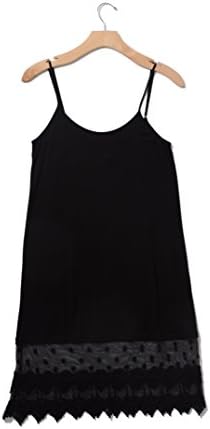 Lace Slip Camisole Full Length Dress Extender (Small, Black)