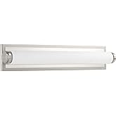 Progress Lighting Concourse LED Collection 24" Etched White Glass Modern Bath Vanity Light Brushed Nickel