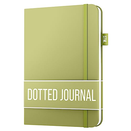 Scribbles That Matter A5 Bullet Dotted Journal Notebook | Vegan Hard Cover, 120gsm bleedproof thick paper, 150 pages, 5.75 x 8.5in, 2 bookmarks, tab stickers, penloop | For Work | Pear