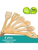 Bamboo Utensil Set Cooking Spoons Set of 6 Bamboo Kitchen Tools Cooking Spatulas Set Perfect for Nonstick Pan Cookware Natural Tuners