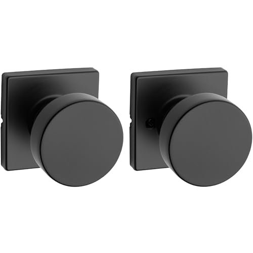 Kwikset 97402-854 Pismo Keyed Entry Door Knob Featuring SmartKey Security, Round, Iron Black
