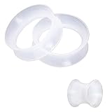 Cocobul Body Jewelry Pair of 00ga (10mm) Ultra Thin Clear Flesh Tunnel Ear Plugs
