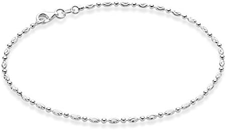 Miabella 925 Sterling Silver Diamond-Cut Oval and Round Bead Ball
