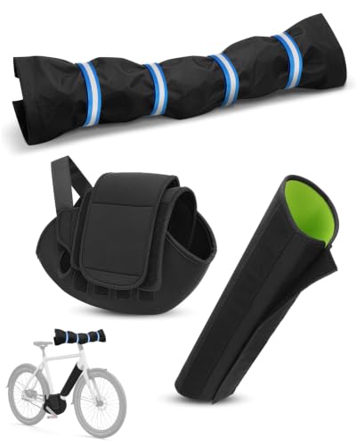 OlaVeg 3-Piece E-Bike Transport Protection Set for Handlebars Motor and Battery | Electronic protection protects against rain, splashes of water, dirt, nylon and neoprene, universal for e-bikes, black