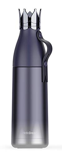 Yisinga Blue Crown thermos insulated stainless steel sports water bottle double wall vacuum Cup thermos flask with cup lid for drinks Gradient color creative thermos with cup on top for sports…