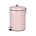 Bathroom Trash Can with Lid, Small Trash Can Wastebasket for Home Bedroom with Lid, Round Waste Bin Soft Close, Retro Vintage Garbage Metal Cans for Office, 5 Liter / 1.3 Gallon, Glossy Pink