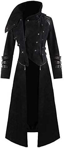Liyukee Medieval Scorpion Mens Coat Long Jacket Gothic Tuxedo Steampunk Hooded Trench