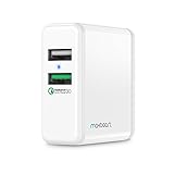 Maxboost Quick Charge 3.0 Wall Charger 30W Dual Port [QC 3.0 + 2.4A USB] Portable Fast Charger w/ mSmart Technology [Foldable Plug] for Galaxy s8 S7 Plus, LG G6, HTC 10 One A9, Pixel, iPhone 7,iPad