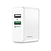 Maxboost Quick Charge 3.0 Wall Charger 30W Dual Port [QC 3.0 + 2.4A USB] Portable Fast Charger w/ mSmart Technology [Foldable Plug] for Galaxy s8 S7 Plus, LG G6, HTC 10 One A9, Pixel, iPhone 7,iPad