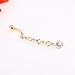 MyMei Sexy Gold Plated 5 Zircons Dangle Navel Belly Button Rings Body Piercing Jewellery