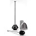 mDesign Hidden Plunger and Brush Set for Toilet Bowl - Brush Cleaner and Plunger Combo with Holder Caddy for Bathroom - Modern Toilet Brush and Plunger Set - Aura Collection - Gray