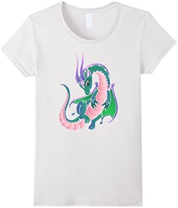 Womens Colorful Magic Dragon - Fantasy Art Small White