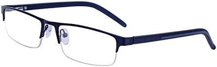 Half-Rim Reading Glasses for Men +1.0 Strength (45-49 years) Black Metal Frame Prescription Eyewear with Case