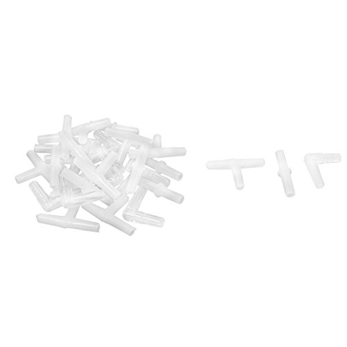 Aquarium Fish Tank Clear White Plastic Air Tubing Connector Hose 30Pcs