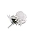 YSUCAU Rose Boutonniere Handmade Corsage Classic Artificial Groom Flowers Brooch with Pin for Wedding Prom Party (White)