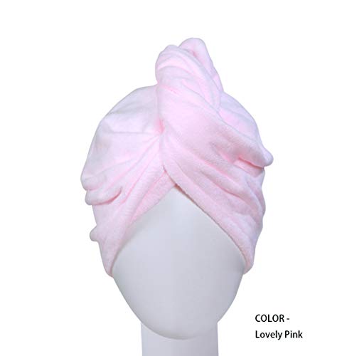 KOWUEN Premium Microfiber Hair Towel for Long Hair, 2 Pack Hair Turbans for Wet Hair, Super Absorbent Rapid Dry Hair Towel Wrap Wet Hair Towel for Curly Hair (Pink+Blue)