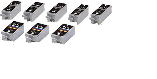 Now Ink Ltd 8x COMPATIBLE PRINTER INK CARTRIDGE 5x BLACK & 3x COLOUR FOR CANON PIXMA IP100, IP110, MINI 260,320. PGI-35BK & CLI-36C